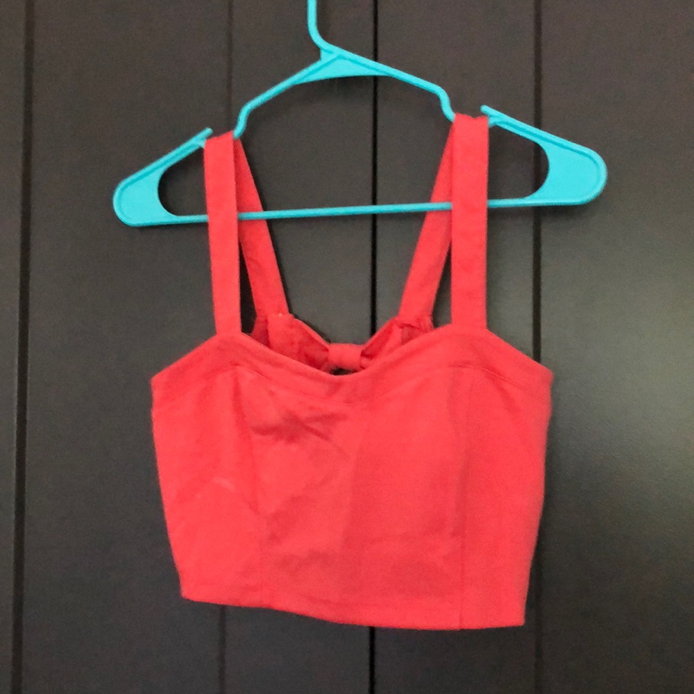 Coral bow back crop top